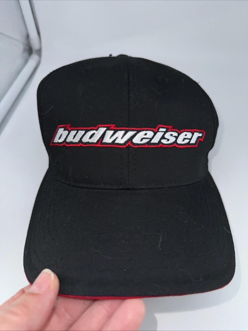 Budweiser Black Cap with Red & White Embroidered Logo